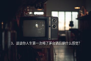 3、谈谈你人生第一次喝了茅台酒后是什么感觉？