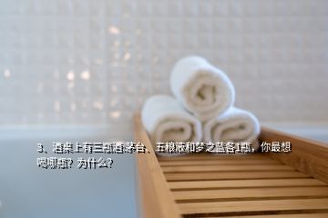 3、酒桌上有三瓶酒:茅台、五粮液和梦之蓝各1瓶，你最想喝哪瓶？为什么？