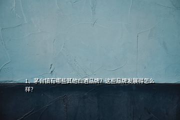 1、茅台镇有哪些其他白酒品牌？这些品牌发展得怎么样？