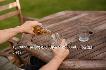 1、2009年买的两瓶飞天茅台53度500ml，现在值多少钱？