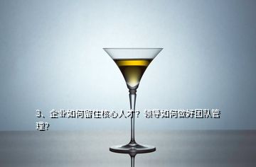 3、企业如何留住核心人才？领导如何做好团队管理？