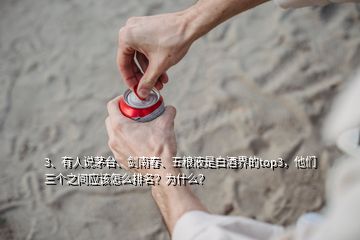 3、有人说茅台、剑南春、五粮液是白酒界的top3，他们三个之间应该怎么排名？为什么？