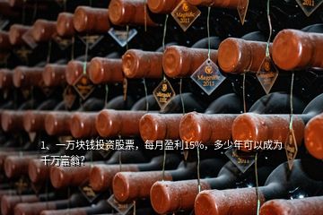 1、一万块钱投资股票，每月盈利15%，多少年可以成为千万富翁？