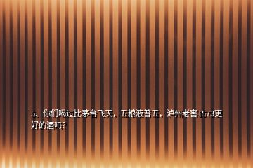 5、你们喝过比茅台飞天，五粮液普五，泸州老窖1573更好的酒吗？