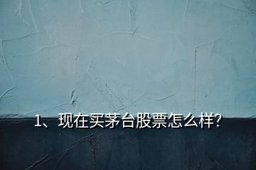 1、现在买茅台股票怎么样？