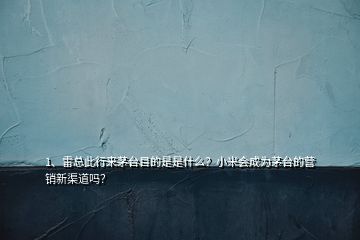 1、雷总此行来茅台目的是是什么？小米会成为茅台的营销新渠道吗？