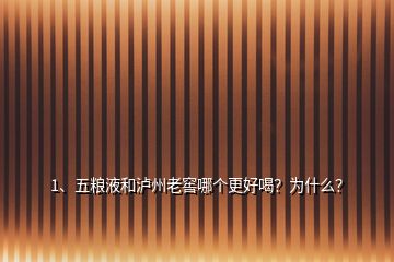 1、五粮液和泸州老窖哪个更好喝？为什么？