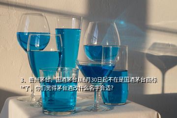 3、贵州茅台、国酒茅台从6月30日起不在是国酒茅台商标™了，你们觉得茅台酒改什么名字合适？