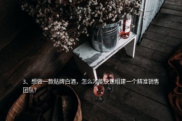 3、想做一款贴牌白酒，怎么才能快速组建一个精准销售团队？