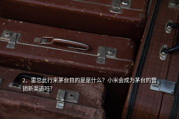 2、雷总此行来茅台目的是是什么？小米会成为茅台的营销新渠道吗？