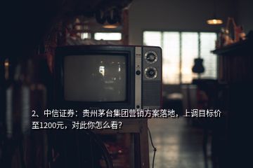 2、中信证券：贵州茅台集团营销方案落地，上调目标价至1200元，对此你怎么看？