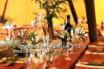 3、大家那里的婚宴用酒一般选择什么酒？价位多少？用茅台或五粮液怎么样？