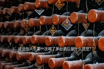 1、谈谈你人生第一次喝了茅台酒后是什么感觉？