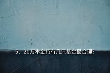 5、20万本金持有几只基金最合理？