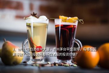 3、9月27日白酒板块大涨，贵州茅台早盘涨停，有哪些因素导致？现阶段如何看待白酒股的投资价值？