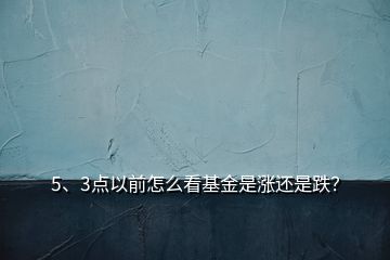 5、3点以前怎么看基金是涨还是跌？