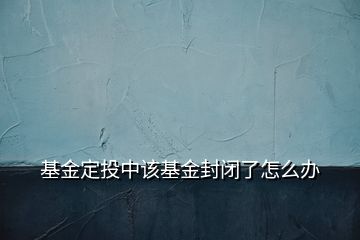 基金定投中该基金封闭了怎么办