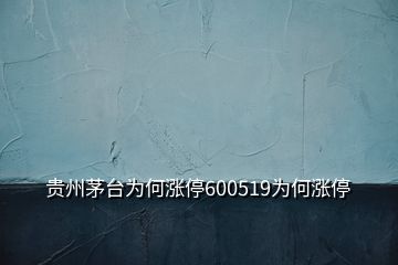 贵州茅台为何涨停600519为何涨停