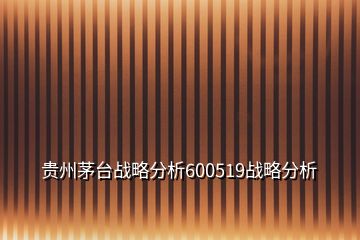 贵州茅台战略分析600519战略分析