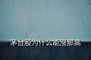 茅台股为什么能涨那高