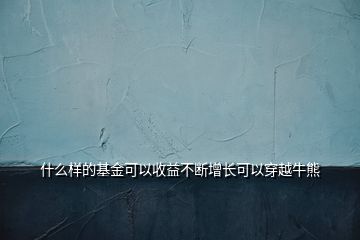 什么样的基金可以收益不断增长可以穿越牛熊