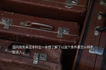 国内商务英语本科生一本想了解下以这个条件要怎么样才能进入