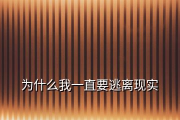 为什么我一直要逃离现实