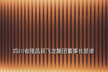 四川省隆昌县飞龙集团董事长是谁