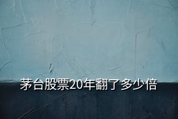 茅台股票20年翻了多少倍