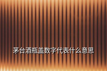 茅台酒瓶盖数字代表什么意思