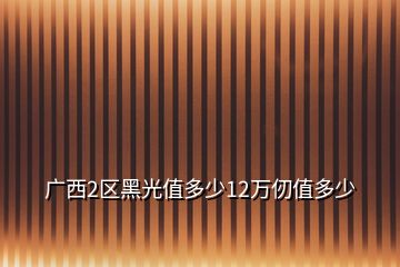 广西2区黑光值多少12万仞值多少