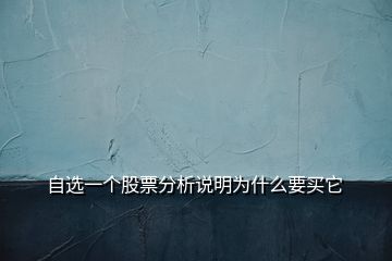 自选一个股票分析说明为什么要买它