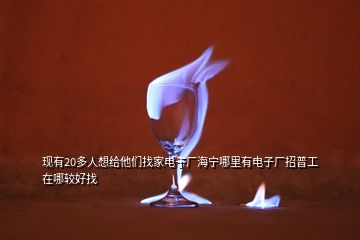 现有20多人想给他们找家电子厂海宁哪里有电子厂招普工在哪较好找