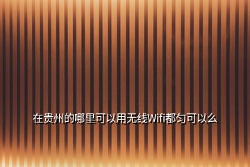 在贵州的哪里可以用无线Wifi都匀可以么