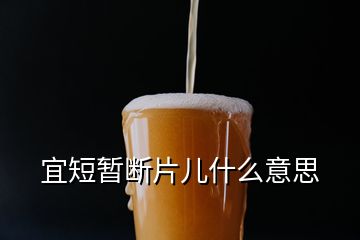 宜短暂断片儿什么意思