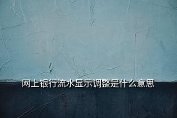 网上银行流水显示调整是什么意思