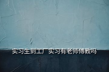 实习生到工厂实习有老师傅教吗