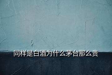 同样是白酒为什么茅台那么贵