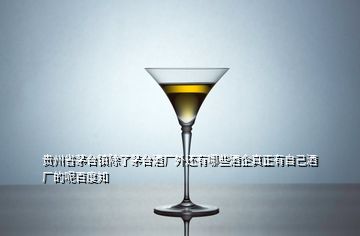 贵州省茅台镇除了茅台酒厂外还有哪些酒企真正有自己酒厂的呢百度知