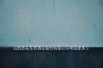 山西杏花东杏酒业股份有限公司电话是多少