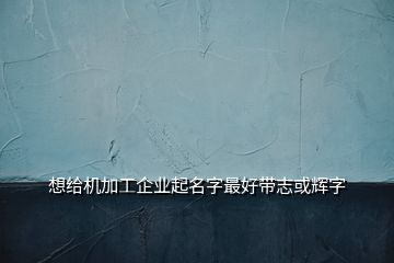 想给机加工企业起名字最好带志或辉字