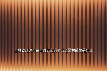 吉林省辽源市东丰县五道岗乡五道梁村邮编是什么