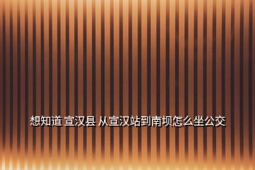 想知道 宣汉县 从宣汉站到南坝怎么坐公交