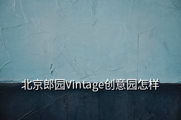 北京郎园Vintage创意园怎样