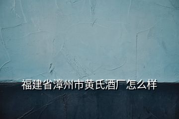 福建省漳州市黄氏酒厂怎么样