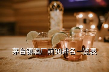 茅台镇酒厂前30排名一览表