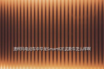 澳柯玛电动车中华龙Smart82E这款车怎么样啊