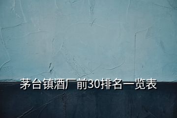 茅台镇酒厂前30排名一览表