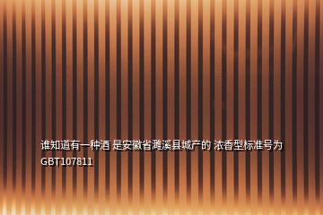 谁知道有一种酒 是安徽省濉溪县城产的 浓香型标准号为GBT107811