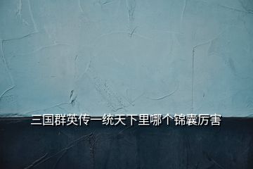 三国群英传一统天下里哪个锦囊厉害